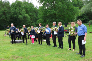Jubilarissen van Laudando worden in het zonnetje gezet (Foto: Jelle de Jong).